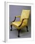 George II Style Armchair, Carved Wood, Padded Arms and Upholstered Back and Seat, Ca 1750-null-Framed Giclee Print