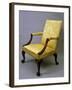 George II Style Armchair, Carved Wood, Padded Arms and Upholstered Back and Seat, Ca 1750-null-Framed Giclee Print