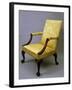 George II Style Armchair, Carved Wood, Padded Arms and Upholstered Back and Seat, Ca 1750-null-Framed Giclee Print