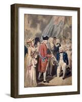 George III Presenting a Sword to Admiral Earl Howe, C1794-Isaac Cruikshank-Framed Giclee Print