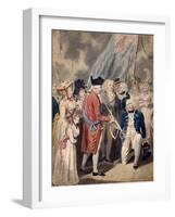 George III Presenting a Sword to Admiral Earl Howe, C1794-Isaac Cruikshank-Framed Giclee Print