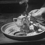 Customer Cooking Up the Opium to Prepare It For Smoking-George Lacks-Photographic Print
