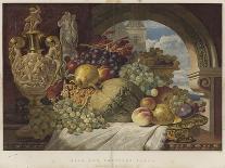Black and White Grapes, Pears, Redcurrants and a Pineapple on a Ledge-George Lance-Giclee Print