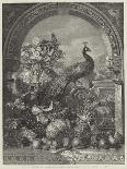 Black and White Grapes, Pears, Redcurrants and a Pineapple on a Ledge-George Lance-Giclee Print