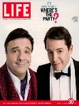 Actors Nathan Lane and Matthew Broderick Getting the Last Laugh of 2005, December 30, 2005-George Lange-Framed Premium Photographic Print