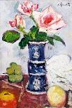 Pink Roses in a Chinese Blue and White Gu-Shaped Vase-George Leslie Hunter-Giclee Print