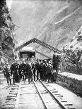 Hanging Bridge - President Theodore Roosevelt and Party in the Royal Gorge of the Arkansas River,…-George Lytle Beam-Stretched Canvas