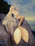 Beautiful Fashionable Mermaid Sitting On A Rock By The Sea-George Mayer-Art Print
