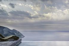 Recliners on Stone Patio Overlooking the Coast and Next to the Pool, Mani, Greece-George Meitner-Photographic Print