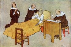 Bede Finishing His Translation of the Bible-George Morrow-Art Print