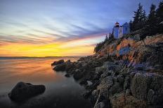 Lighthouse on a Cliff at Sunset, Bass Harbor, ME-George Oze-Photographic Print
