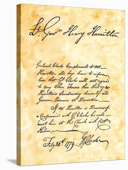 George Rogers Clark's Handwritten Demand for the Surrender of Vincennes, Indiana-null-Stretched Canvas