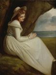 Portrait of Lady Hamilton as a Bacchante, Half Length, in a White Dress with a Blue Sash and a…-George Romney-Giclee Print