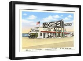 George's Gas Station, Cardiff by the Sea, California-null-Framed Art Print