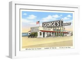 George's Gas Station, Cardiff by the Sea, California-null-Framed Art Print