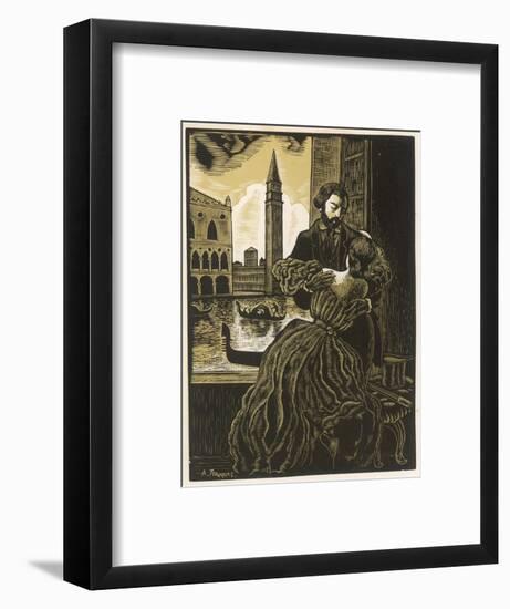 George Sand and de Musset-Auguste Rouquet-Framed Art Print