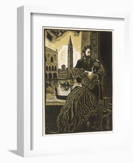 George Sand and de Musset-Auguste Rouquet-Framed Art Print