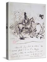 George Sand's Horse Displaying Sangfroid Behind the Stumbling Horse of Alfred De Musset-Alfred de Musset-Stretched Canvas