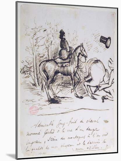 George Sand's Horse Displaying Sangfroid Behind the Stumbling Horse of Alfred De Musset-Alfred de Musset-Mounted Giclee Print