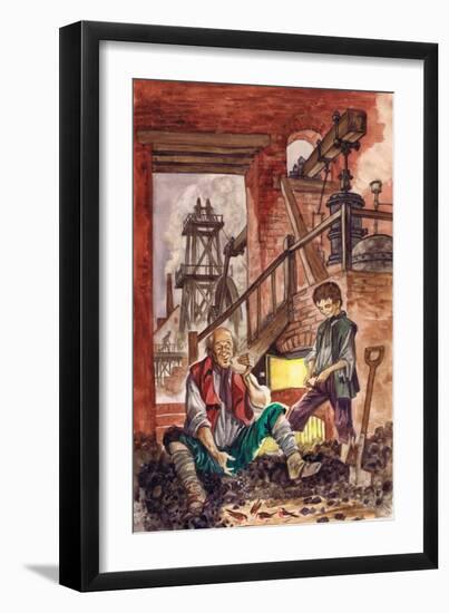 George Stephenson Watching His Father Feed Crumbs to the Robins He Had Tamed (Gouache on Paper)-Peter Jackson-Framed Giclee Print