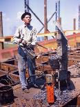 Man Working as a Rigger During Building of a Ship-George Strock-Photographic Print