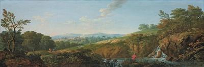 Italianate Landscape with a Capriccio View of Tivoli, a Shepherd and Shepherdess and Cattle-George the Elder Barret-Giclee Print