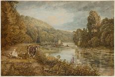 Woody Landscape with a Stone Bridge over a River-George The Younger Barret-Framed Giclee Print