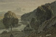 Woody Landscape with a Stone Bridge over a River-George The Younger Barret-Framed Giclee Print