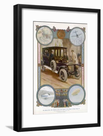 George V Enters the Royal Daimler-Samuel Begg-Framed Art Print