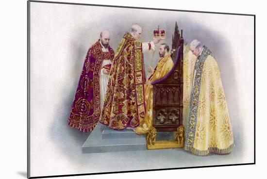 George V He Is Crowned by the Archbishop of Canterbury in Westminster Abbey-null-Mounted Art Print