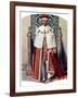 George VI in Coronation Robes: the Crimson Robe of State, with the Cap of Maintenance, 1937-Fortunino Matania-Framed Giclee Print