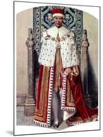 George VI in Coronation Robes: the Crimson Robe of State, with the Cap of Maintenance, 1937-Fortunino Matania-Mounted Giclee Print