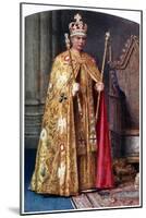 George VI in Coronation Robes: the Golden Imperial Mantle, with St Edward's Crown, 1937-Fortunino Matania-Mounted Giclee Print