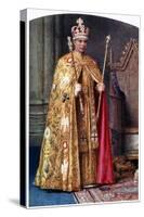 George VI in Coronation Robes: the Golden Imperial Mantle, with St Edward's Crown, 1937-Fortunino Matania-Stretched Canvas