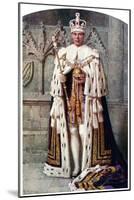 George VI in Coronation Robes: the Robe of Purple Velvet, with the Imperial State Crown, 1937-Fortunino Matania-Mounted Giclee Print