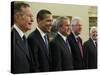 George W. Bush with Barack Obama and Former Presidents Bush, Clinton and Carter in Oval Office-null-Stretched Canvas