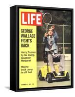 George Wallace in Wheelchair, About to Hit Tennis Ball, November 24, 1972-Bill Eppridge-Framed Stretched Canvas