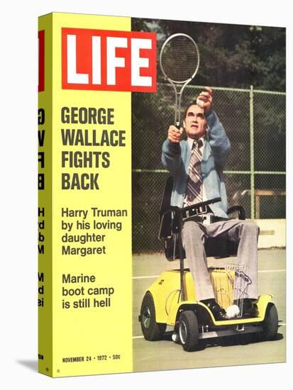 George Wallace in Wheelchair, About to Hit Tennis Ball, November 24, 1972-Bill Eppridge-Stretched Canvas