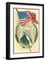 George Washington and Flag-null-Framed Art Print