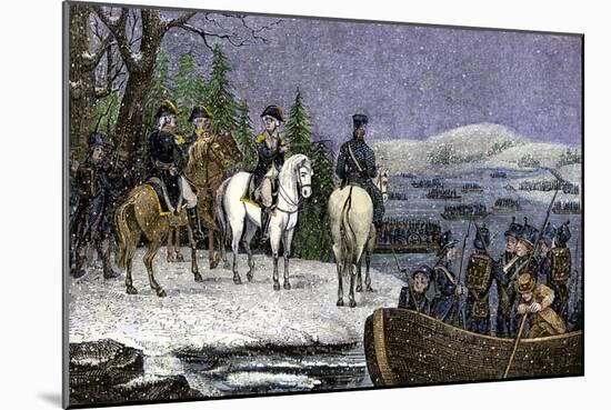 George Washington and His Continental Army Ferried across the Delaware River, c.1776-null-Mounted Giclee Print