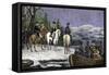 George Washington and His Continental Army Ferried across the Delaware River, c.1776-null-Framed Stretched Canvas