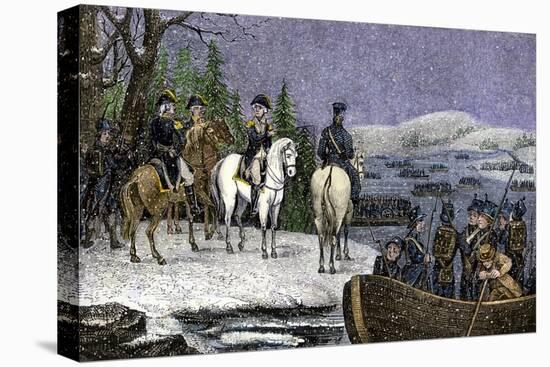 George Washington and His Continental Army Ferried across the Delaware River, c.1776-null-Stretched Canvas