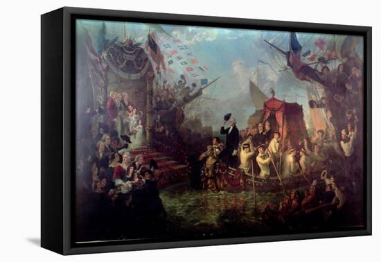 George Washington Arriving in New York City, April 30, 1789-Arsene Hippolyte Rivey-Framed Stretched Canvas