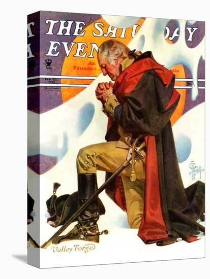 "George Washington at Valley Forge," Saturday Evening Post Cover, February 23, 1935-Joseph Christian Leyendecker-Stretched Canvas