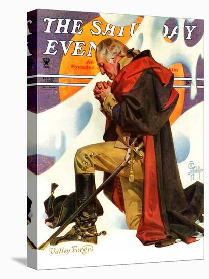 "George Washington at Valley Forge," Saturday Evening Post Cover, February 23, 1935-Joseph Christian Leyendecker-Stretched Canvas