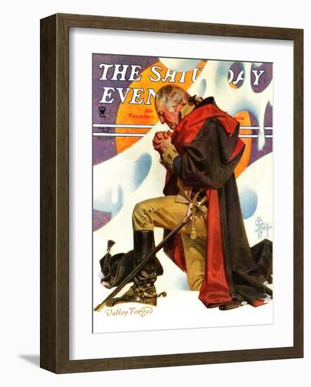 "George Washington at Valley Forge," Saturday Evening Post Cover, February 23, 1935-Joseph Christian Leyendecker-Framed Giclee Print