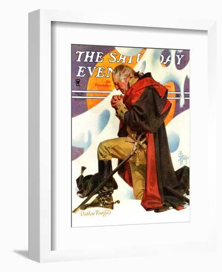 "George Washington at Valley Forge," Saturday Evening Post Cover, February 23, 1935-Joseph Christian Leyendecker-Framed Giclee Print