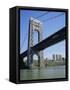 George Washington Bridge and Little Red Lighthouse, New York, USA-Geoff Renner-Framed Stretched Canvas