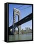 George Washington Bridge and Little Red Lighthouse, New York, USA-Geoff Renner-Framed Stretched Canvas