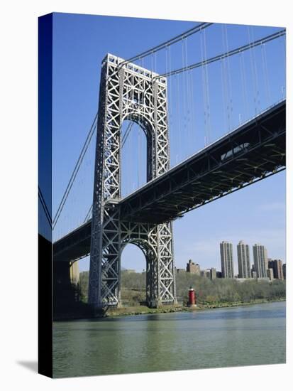 George Washington Bridge and Little Red Lighthouse, New York, USA-Geoff Renner-Stretched Canvas